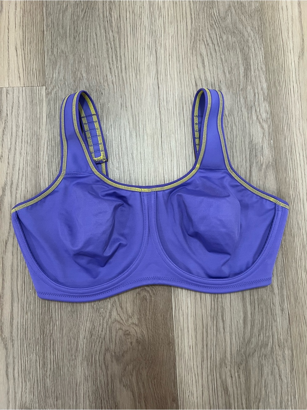 Wacoal Simone Sport Underwire Bra Purple Yellow Stitch Style 855170 - 38DDD